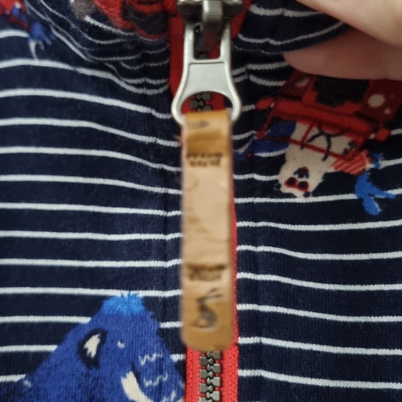 Girls Navy White Red Striped zip sweatshirt. 8 years. Joules - Picture 5 of 7